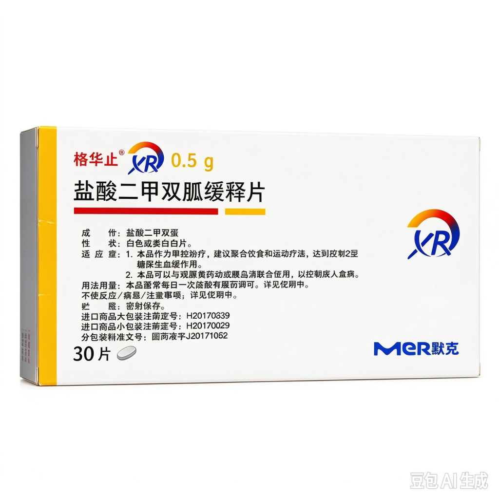 【格华止】盐酸二甲双胍缓释片 价格¥46.50 购买药店北京美信康年大药房 适应症糖尿病
