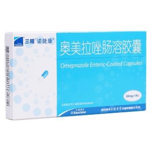 【三精诺捷康】奥美拉唑肠溶胶囊 价格¥15.50 购买药店北京美信康年大药房 适应症适用于胃溃疡、十二指肠溃疡、应激性溃疡、反流性食管炎和卓-艾综合征 （胃泌素瘤）